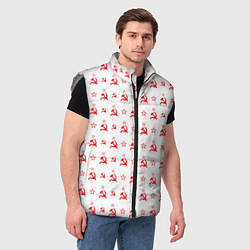 Мужской жилет Серп и Молот СССР на белом фоне, цвет: 3D-светло-серый — фото 2