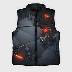 Мужской жилет НЕОНОВЫЙ ВЗРЫВ ПЛИТЫ, ОБЛОМКИ NEON EXPLOSION, цвет: 3D-черный