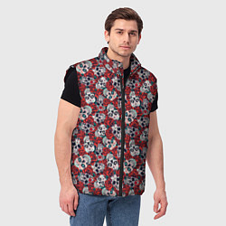 Мужской жилет Skulls & roses, цвет: 3D-черный — фото 2