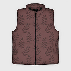 Мужской жилет Веточки с черными листьями на коричневом фоне, цвет: 3D-черный