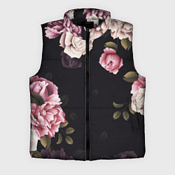 Мужской жилет РОЗЫ И ПИОНЫ, цвет: 3D-черный