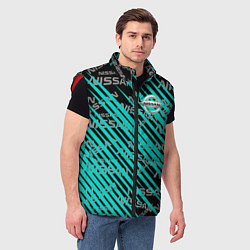 Мужской жилет NISSAN штрихкода авто, цвет: 3D-красный — фото 2