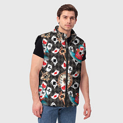 Мужской жилет Алиса в стране чудес - карты и время, цвет: 3D-черный — фото 2