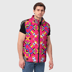 Мужской жилет Розовый абстрактный современный узор, цвет: 3D-светло-серый — фото 2