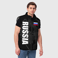 Мужской жилет RUSSIA - BLACK EDITION, цвет: 3D-светло-серый — фото 2