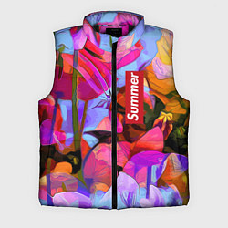 Мужской жилет Красочный летний цветочный паттерн Summer color pa, цвет: 3D-черный