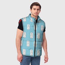 Мужской жилет Белый котик орнамент, цвет: 3D-красный — фото 2
