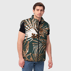 Мужской жилет Цветы Приглушённые Тропики, цвет: 3D-светло-серый — фото 2