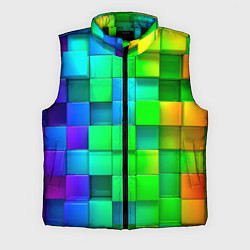 Мужской жилет РАЗНОЦВЕТНЫЕ КУБИКИ MULTICOLORED CUBES, цвет: 3D-черный