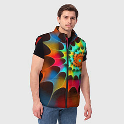 Мужской жилет Красочная неоновая спираль Colorful neon spiral, цвет: 3D-красный — фото 2