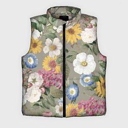 Мужской жилет Цветы Красочный Вечерний Узор, цвет: 3D-светло-серый