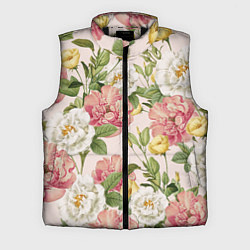 Мужской жилет Цветы Английские Розы, цвет: 3D-черный