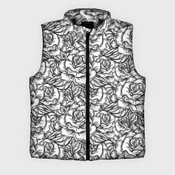 Мужской жилет Цветы Много Белых Роз, цвет: 3D-черный