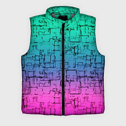 Мужской жилет Абстрактный узор на розово-бирюзовом градиентном ф, цвет: 3D-светло-серый