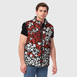 Мужской жилет Красно-белые знаки LDR, цвет: 3D-черный — фото 2