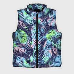 Мужской жилет Разноцветные Листья Пальм, цвет: 3D-черный