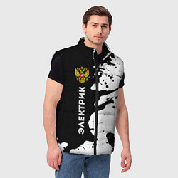Мужской жилет Электрик из России и Герб Российской Федерации, цвет: 3D-черный — фото 2