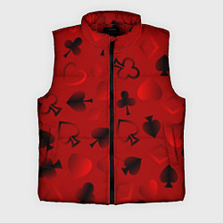 Мужской жилет Карты карточные масти на красном фоне, цвет: 3D-красный