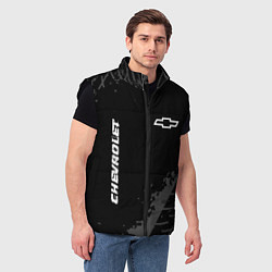 Мужской жилет Chevrolet Speed на темном фоне со следами шин, цвет: 3D-черный — фото 2