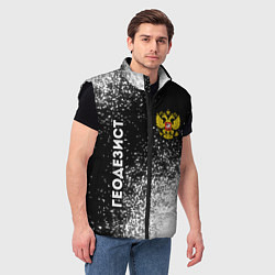 Мужской жилет Геодезист из России и Герб Российской Федерации, цвет: 3D-черный — фото 2
