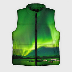 Мужской жилет Абстрактное полярное сияние - Зелёный, цвет: 3D-черный