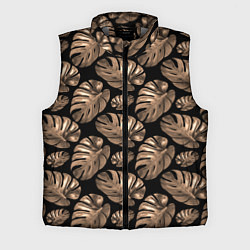 Мужской жилет Листья цветка монстеры на черном фоне