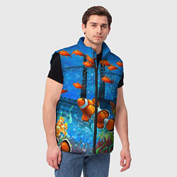 Мужской жилет Затонувший корабль в окружении обитателей океана, цвет: 3D-черный — фото 2