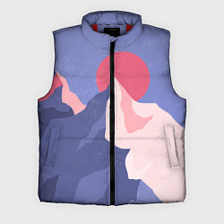 Мужской жилет Пейзаж гор и леса в стиле ретро, цвет: 3D-красный