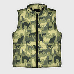 Мужской жилет Кошачий камуфляж в зеленой гамме, цвет: 3D-черный