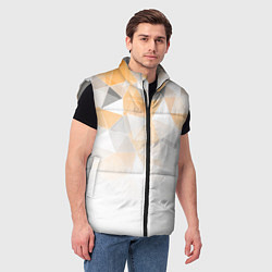Мужской жилет Однотонный белый и желто-серый геометрический, цвет: 3D-светло-серый — фото 2
