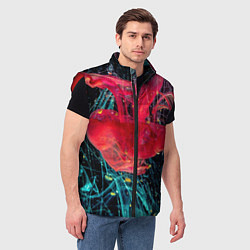 Мужской жилет Абстрактный всплеск розовой и голубой красок, цвет: 3D-красный — фото 2