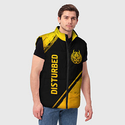 Мужской жилет Disturbed - gold gradient: символ и надпись вертик, цвет: 3D-черный — фото 2