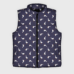 Мужской жилет Гуси на синем паттерн, цвет: 3D-черный