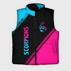 Мужской жилет Scorpions - neon gradient: надпись, символ, цвет: 3D-черный