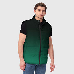 Мужской жилет Черный и бирюзово - зеленый, текстурированный под, цвет: 3D-черный — фото 2