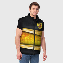 Мужской жилет Black & gold - герб России, цвет: 3D-черный — фото 2