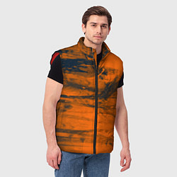 Мужской жилет Абстрактная оранжевая поверхность и чёрные тени, цвет: 3D-красный — фото 2