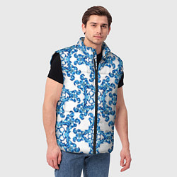Мужской жилет Гжель рисунок цветы, цвет: 3D-черный — фото 2