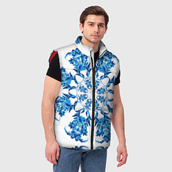 Мужской жилет Гжель синий цветок, цвет: 3D-красный — фото 2