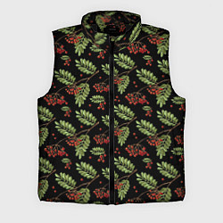 Мужской жилет Ветки рябины на черном, цвет: 3D-черный