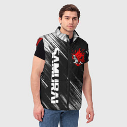 Мужской жилет Киберпанк - Потертости - Samurai, цвет: 3D-красный — фото 2