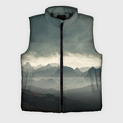 Мужской жилет Пасмурная погода в горах Пейзаж, цвет: 3D-черный