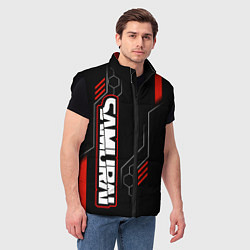 Мужской жилет Samurai - Красный техно - Киберпанк, цвет: 3D-черный — фото 2