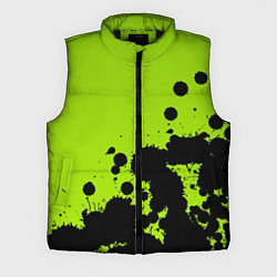 Мужской жилет Чёрные кляксы на зелёном фоне, цвет: 3D-черный