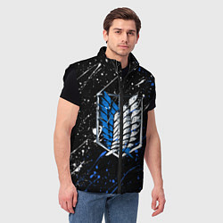 Мужской жилет Атака титанов брызги, цвет: 3D-черный — фото 2
