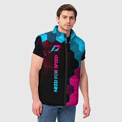 Мужской жилет Need for Speed - neon gradient: по-вертикали, цвет: 3D-черный — фото 2
