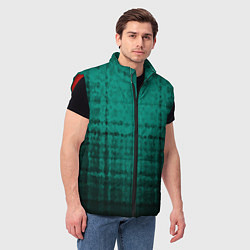 Мужской жилет Мозаичный узор в черно -зеленых тонах, цвет: 3D-красный — фото 2