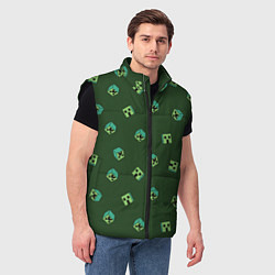 Мужской жилет Minecraft - зеленые лица, цвет: 3D-черный — фото 2