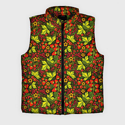 Мужской жилет Хохлома - клубника и рябина, цвет: 3D-черный