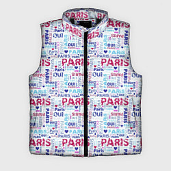 Мужской жилет Парижская бумага с надписями - текстура, цвет: 3D-черный